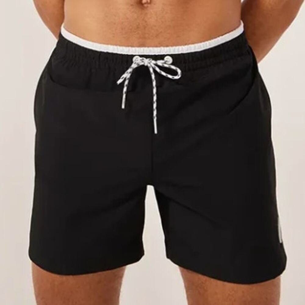 Chubbies Black Swim Trunks with White Trim